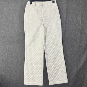 Royalty By Maluma Ivory Quilted Pants Button Front ClosurePockets Size 4 New